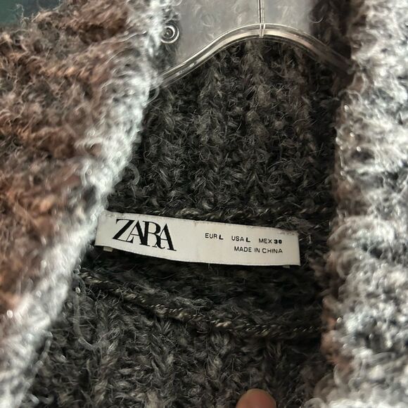 Zara Charcoal Oversized Turtleneck Sweater Dress Large - Picture 5 of 16